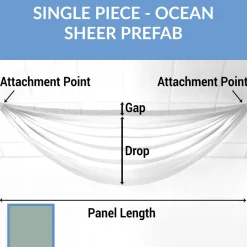 Single Piece -Ocean Sheer Prefabricated Ceiling Drape Panel - Choose Length and Drop!