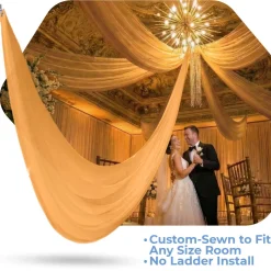 Single Piece - Orange Sheer Prefabricated Ceiling Drape Panel - Choose Length and Drop!