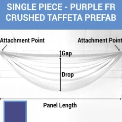 Single Piece - Purple Crushed Taffeta Prefabricated Ceiling Drape Panel - Choose Length and Drop!