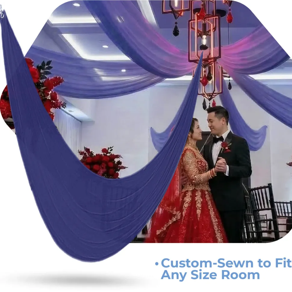 Single Piece - Purple Crushed Taffeta Prefabricated Ceiling Drape Panel - Choose Length and Drop!