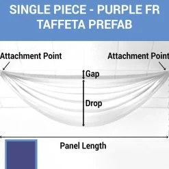 Single Piece - Purple Taffeta Prefabricated Ceiling Drape Panel - Choose Length and Drop!
