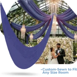 Single Piece - Purple Taffeta Prefabricated Ceiling Drape Panel - Choose Length and Drop!