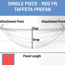 Single Piece - Red Taffeta Prefabricated Ceiling Drape Panel - Choose Length and Drop!