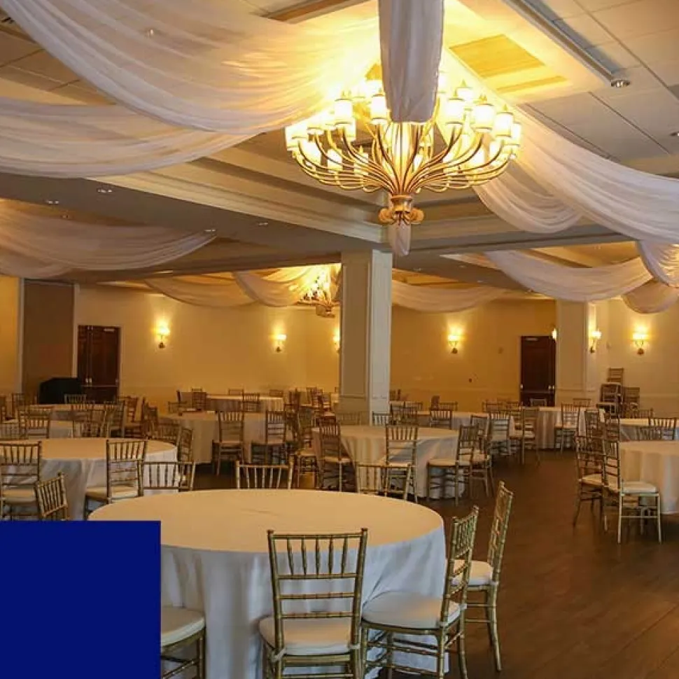 Single Piece - Royal Blue Taffeta Prefabricated Ceiling Drape Panel - Choose Length and Drop!
