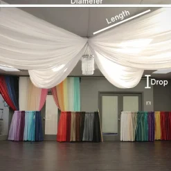 Single Piece - Silver Taffeta Prefabricated Ceiling Drape Panel - Choose Length and Drop!