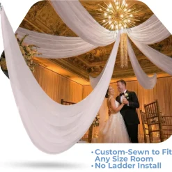 Single Piece - Soft Pink/Blush Sheer Prefabricated Ceiling Drape Panel - Choose Length and Drop!