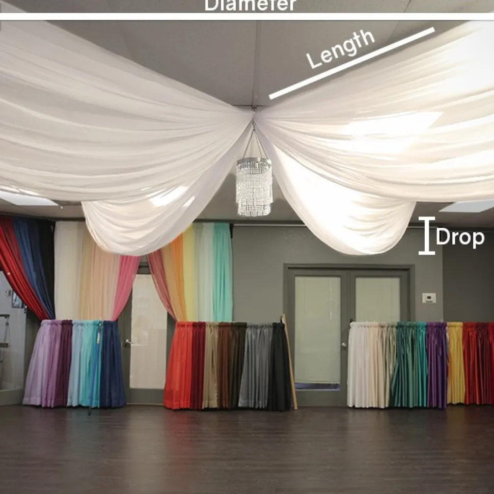 Single Piece - Soft Pink/Blush Sheer Prefabricated Ceiling Drape Panel - Choose Length and Drop!