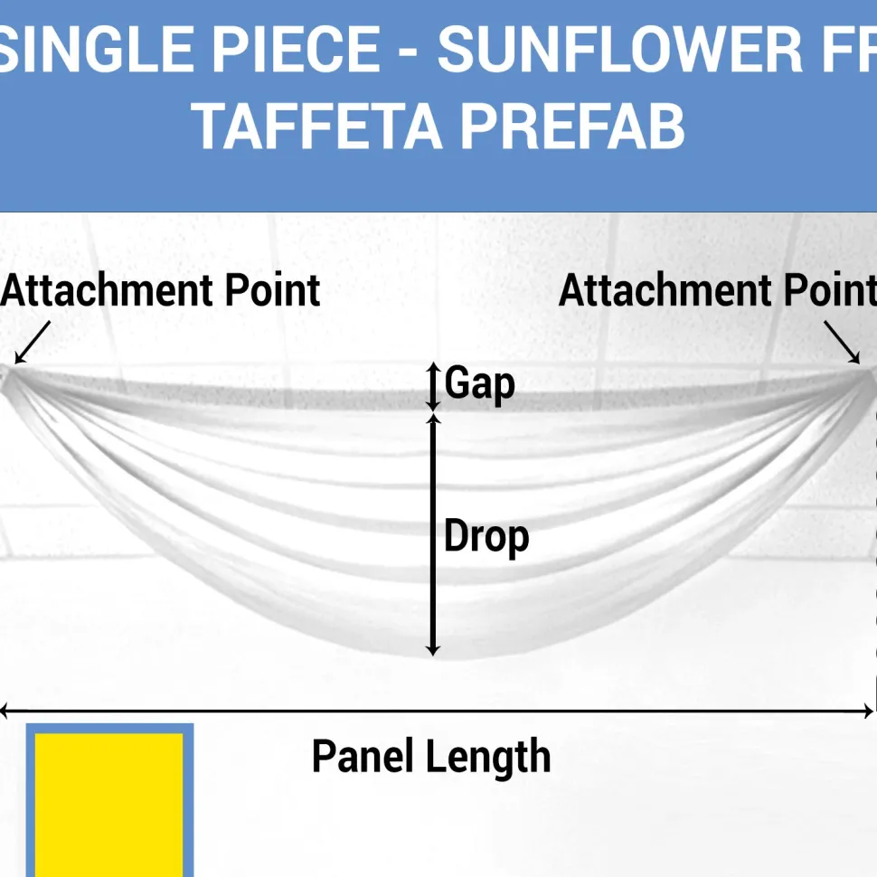 Single Piece - Sun Flower Taffeta Prefabricated Ceiling Drape Panel - Choose Length and Drop!