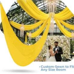 Single Piece - Sun Flower Taffeta Prefabricated Ceiling Drape Panel - Choose Length and Drop!