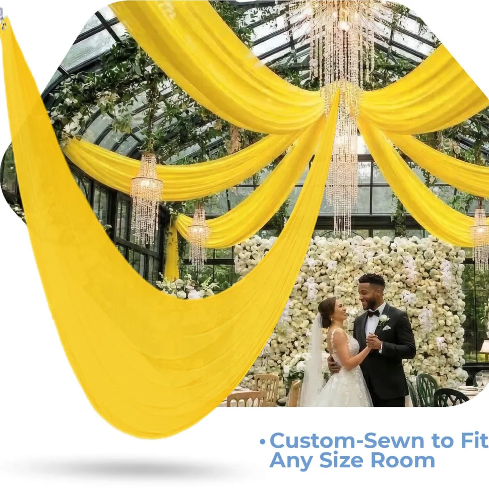 Single Piece - Sun Flower Taffeta Prefabricated Ceiling Drape Panel - Choose Length and Drop!