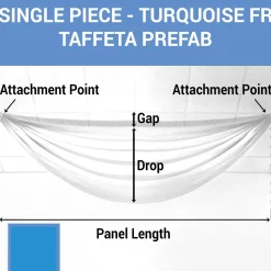 Single Piece - Turquoise Taffeta Prefabricated Ceiling Drape Panel - Choose Length and Drop!