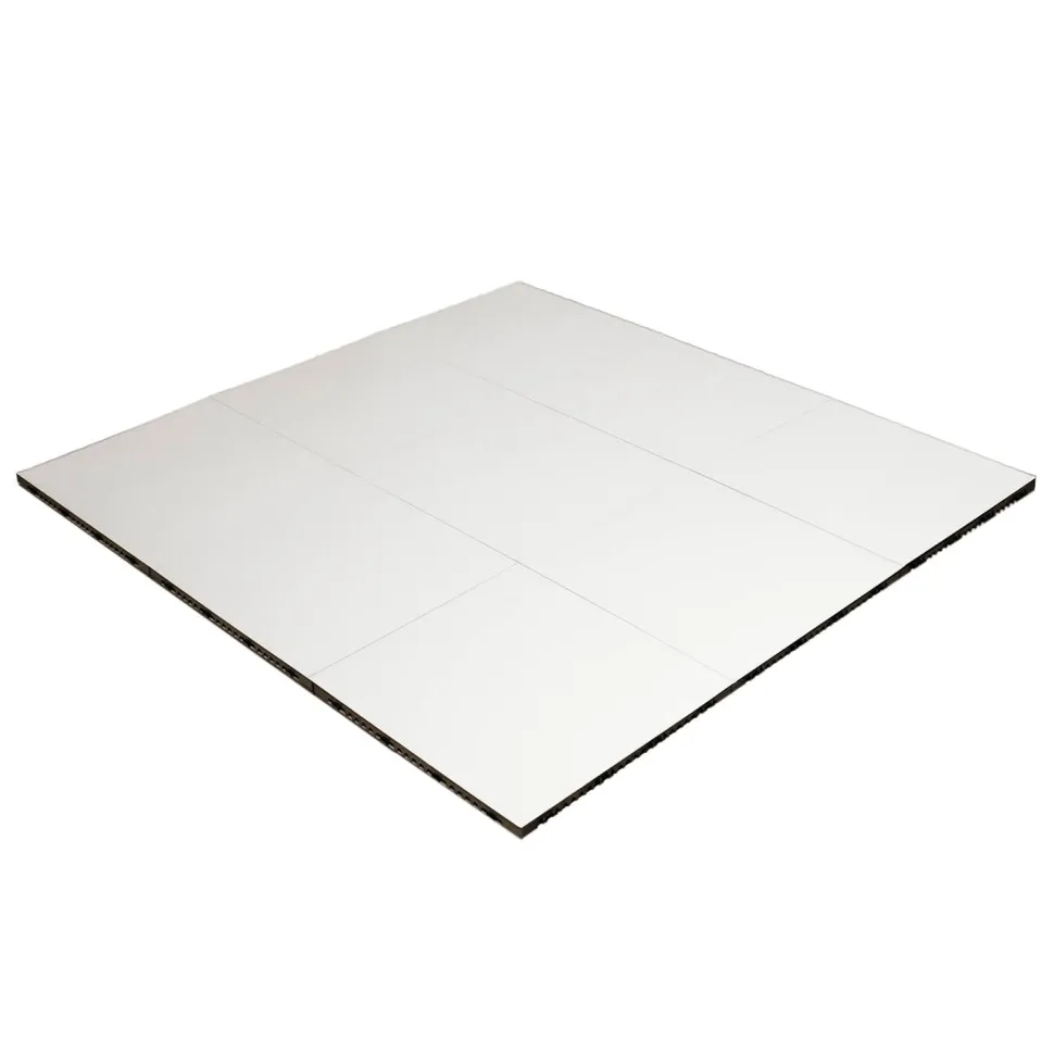 Slate White Snaplock Dance Floor Set - Easy Assembly, Portable with Edging & Transport Cart! - 12" x 12" Tiles