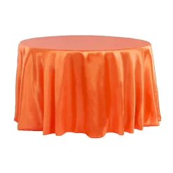 Sleek Satin Tablecloth 120" Round - Orange