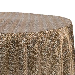 Sleek Satin Tablecloth 120" Round - Leopard Design