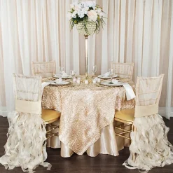 Sleek Satin Tablecloth 108" Round - Champagne