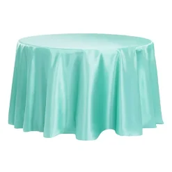 Sleek Satin Tablecloth 108" Round - Light Turquoise