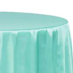 Sleek Satin Tablecloth 108" Round - Light Turquoise