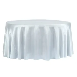 Sleek Satin Tablecloth 108" Round - Dusty Blue