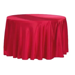 Sleek Satin Tablecloth 108" Round - Apple Red