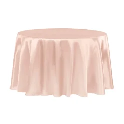 Sleek Satin Tablecloth 120" Round - Blush/Rose Gold