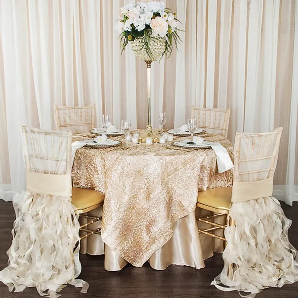 Sleek Satin Tablecloth 120" Round - Champagne