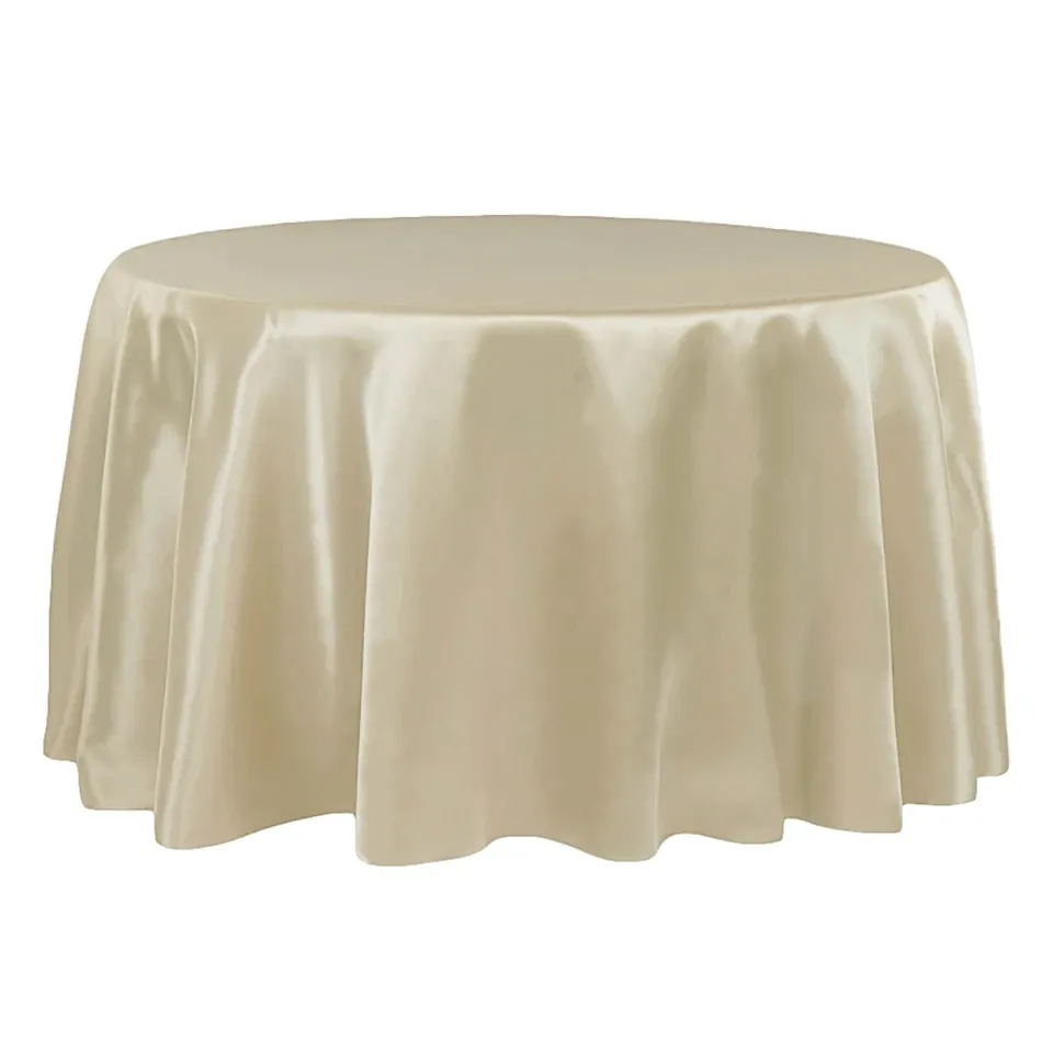 Sleek Satin Tablecloth 120" Round - Champagne