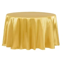 Sleek Satin Tablecloth 120" Round - Bright Gold