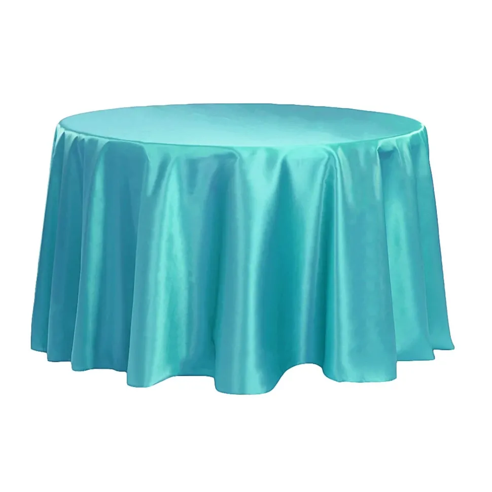Sleek Satin Tablecloth 120" Round - Dark Turquoise