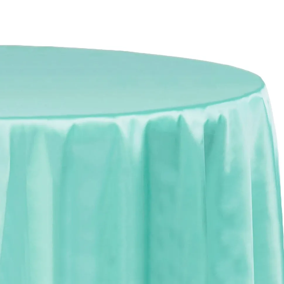 Sleek Satin Tablecloth 120" Round - Light Turquoise