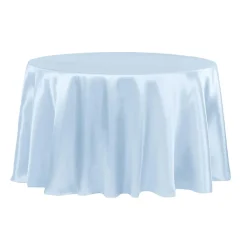 Sleek Satin Tablecloth 120" Round - Baby Blue