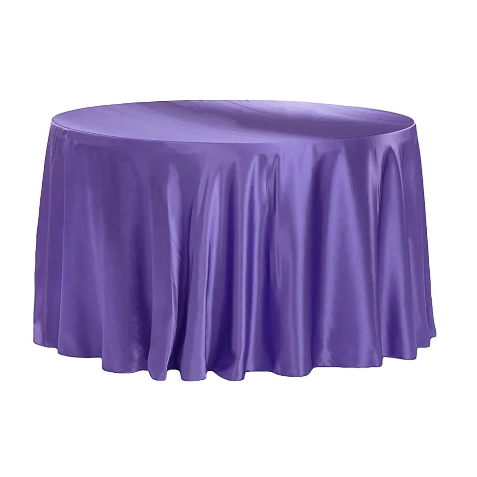 Sleek Satin Tablecloth 120" Round - Purple