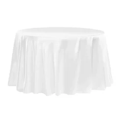 Sleek Satin Tablecloth 120" Round - White