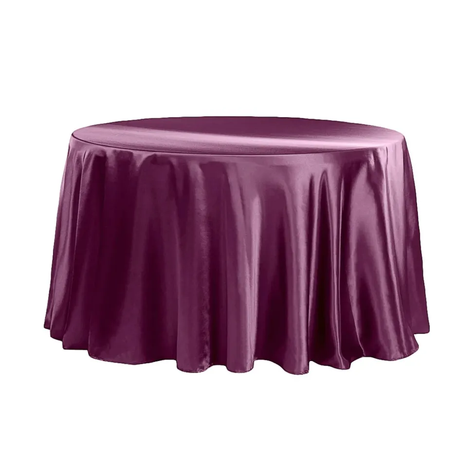 Sleek Satin Tablecloth 120" Round - Sangria