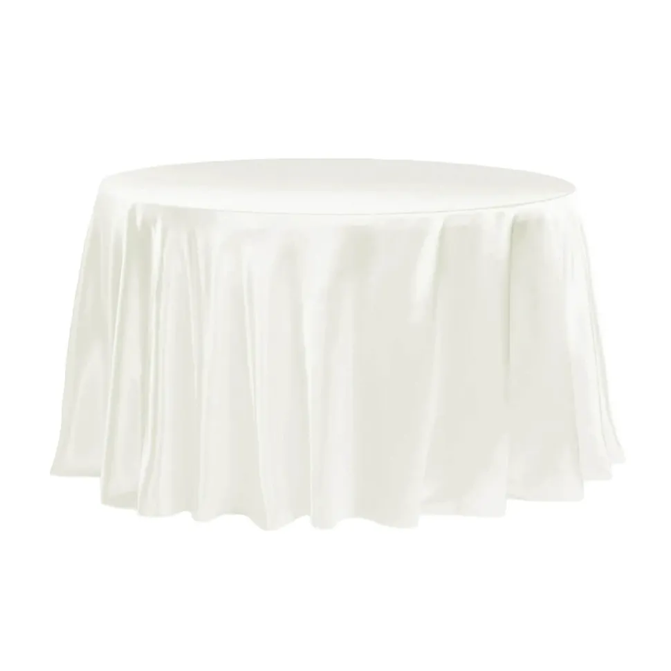 Sleek Satin Tablecloth 108" Round - Ivory