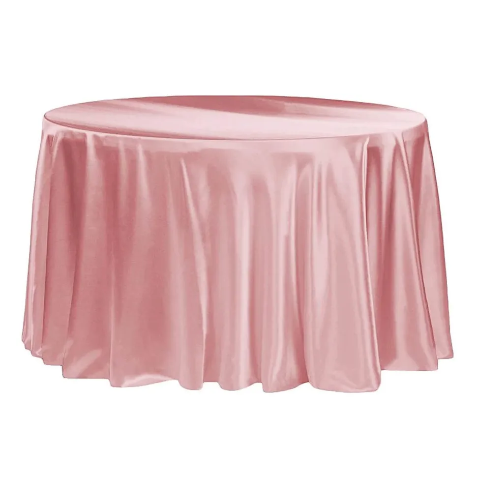 Sleek Satin Tablecloth 108" Round - Dusty Rose/Mauve