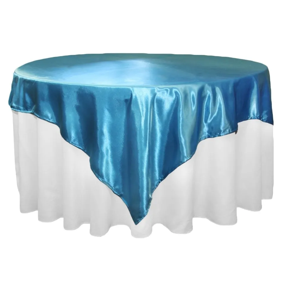 Sleek Satin Tablecloths - Aqua Blue