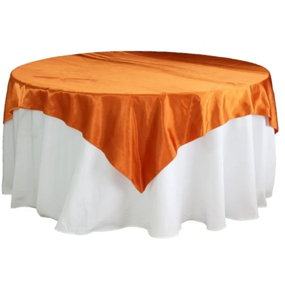 Sleek Satin Tablecloths - Burnt Orange