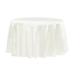 Sleek Satin Tablecloths 132" Round - Ivory