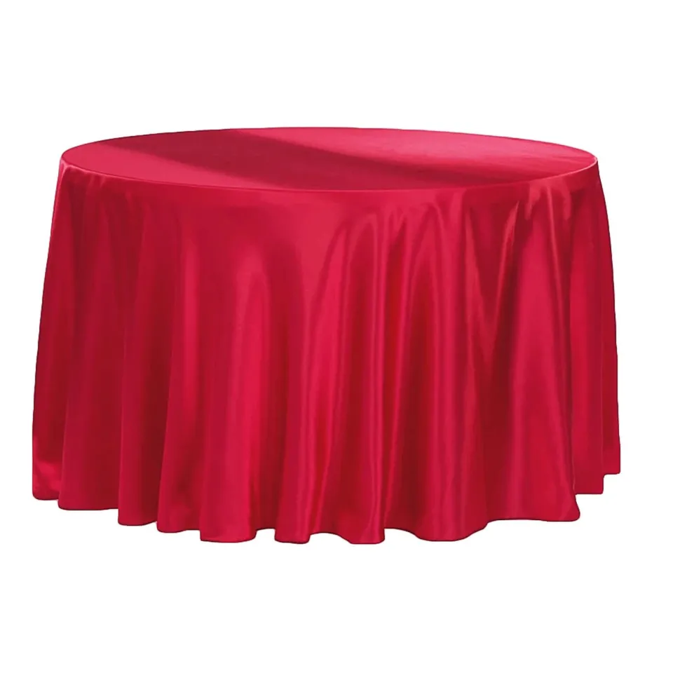 Sleek Satin Tablecloths 132" Round - Apple Red