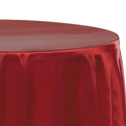 Sleek Satin Tablecloths 132" Round - Burgundy