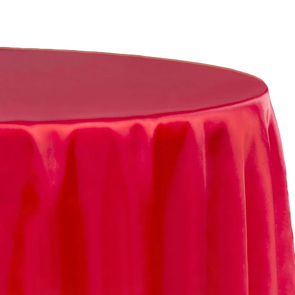 Sleek Satin Tablecloths 132" Round - Red
