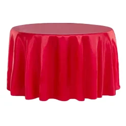 Sleek Satin Tablecloths 132" Round - Red
