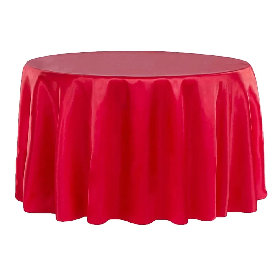 Sleek Satin Tablecloths 132" Round - Red