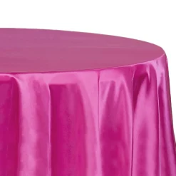 Sleek Satin Tablecloths 132" Round - Fuchsia