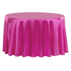 Sleek Satin Tablecloths 132" Round - Fuchsia