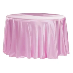 Sleek Satin Tablecloths 132" Round - Medium Pink