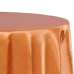 Sleek Satin Tablecloths 132" Round - Burnt Orange
