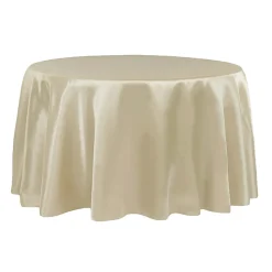 Sleek Satin Tablecloths 132" Round - Champagne