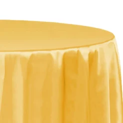 Sleek Satin Tablecloths 132" Round - Canary Yellow (Bright Yellow)