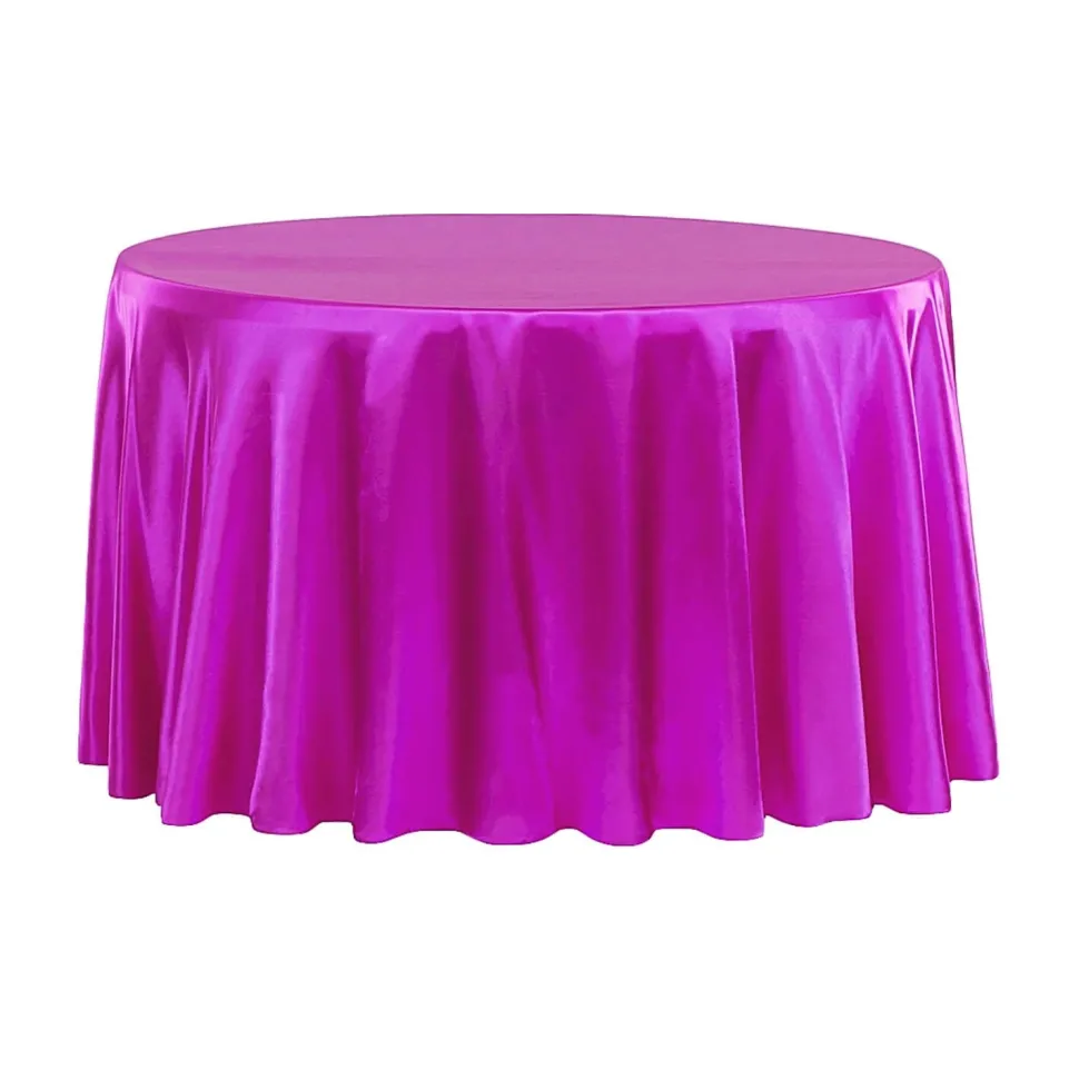 Sleek Satin Tablecloths 132" Round - Magenta Violet